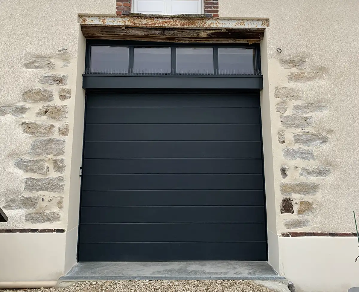 porte garage sectionnelle aluminium verte